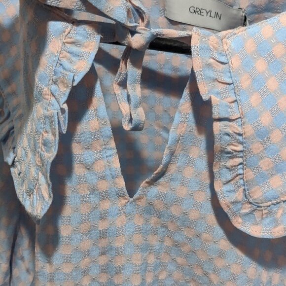 Nwt Greylin | Trina Gingham Top with Oversized Collar - Picture 7 of 14